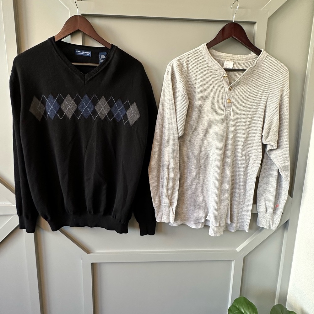 Boy’s Bundle - Sweater 100% Extra Fine Merino Wool XXL & Cotton Henley L